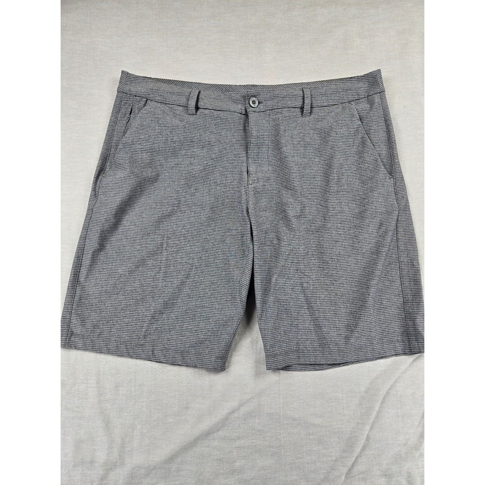 Hang Ten Mens Grey Micro Stripe Hybrid Stretch Shorts Size 38 Quick Dry Casual
